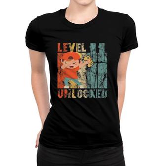 Level Unlocked-11Th Birthday Boy Dabbing Video Gamer Women T-shirt | Mazezy