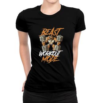 Lion Beast Workout Mode Lifting Weights Muscle Fitness Gym Women T-shirt | Mazezy