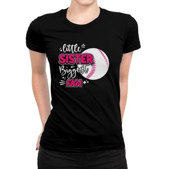 Little Sister Biggest Fan Baseball Season For Girl Siblings Women T-shirt | Mazezy