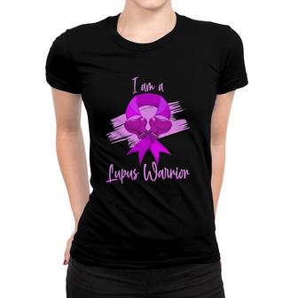 Lupus Warrior Purple Awareness May Month Ribbon Lupus Gift Women T-shirt - Seseable