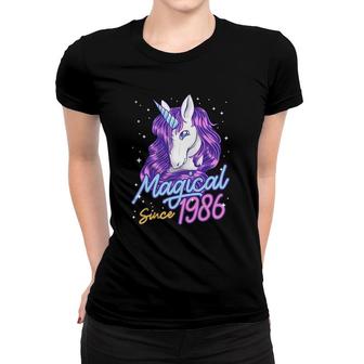 Magical Since 1986 36 Years Old Birthday Party Gift Unicorn Women T-shirt - Seseable