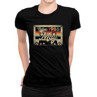 May 1986 35Th Birthday 35 Years Old Retro Vintage Cassette Women T-shirt - Seseable