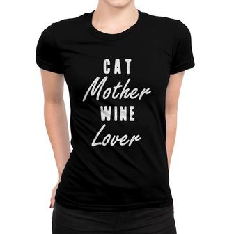 Mens Cat Mother Wine Lover Alcohol Vintage Funny Tee Gifts Women T-shirt - Monsterry