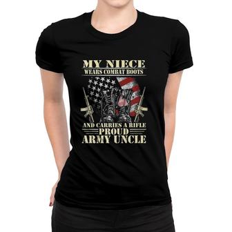 Mens My Niece Wears Combat Boots - Proud Army Uncle Veteran Women T-shirt | Mazezy