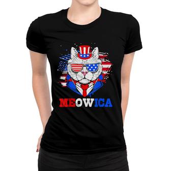 Meowica Patriotic Cat 4Th Of July Independent Day Women T-shirt - Seseable