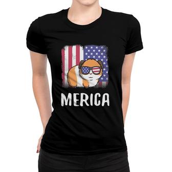Merica Guinea Pig Usa American Flag 4Th Of July Cute Women T-shirt - Seseable