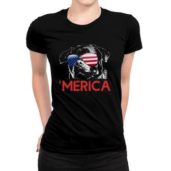 Merica Rottweiler American Flag 4Th Of July Women T-shirt - Seseable