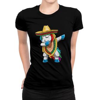 Mexican Unicorn Cinco De Mayo Dabbing Unicorn Funny Fiesta Women T-shirt - Seseable