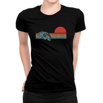 Monster Truck Vintage Retro Sunset Horizon Stripes Lines Women T-shirt - Seseable