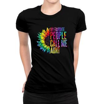 My Favorite People Call Me Aunt Sunflower Tie Dye Mother Day Women T-shirt - Seseable
