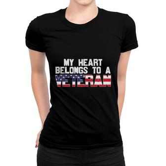 My Heart Belongs To A Veteran 2022 Usa Flag Women T-shirt - Seseable