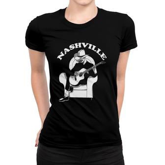 Nashville Country Music Guitar Player Cowboy City Gift Women T-shirt | Mazezy