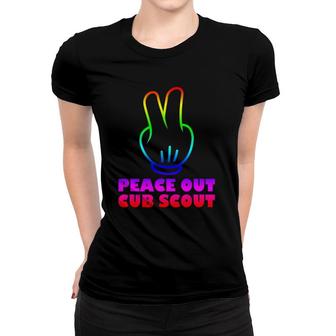Peace Out Cub Scout Camping Women T-shirt | Mazezy