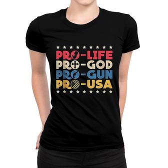 Pro God Pro Usa Conservative Patriot Women T-shirt - Monsterry
