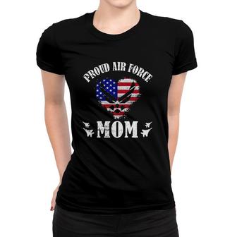 Proud Air Force Mom American Flag Heart Military Usaf Emblem Mother’S Day Gift Women T-shirt - Seseable