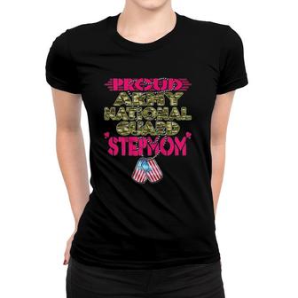 Proud Army National Guard Stepmom Us Flag Dog Tag Stepmother Women T-shirt | Mazezy