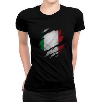 Proud Italian Fashion S Italia Torn Ripped Italy Flag Women T-shirt - Seseable