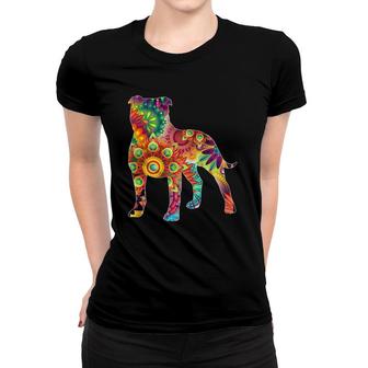 Psychedelic Trippy American Staffordshire Bull Terrier Lover Women T-shirt | Mazezy
