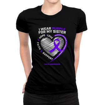 Purple Ribbon Gifts Men Women Warrior Sister Lupus Awareness Women T-shirt - Seseable