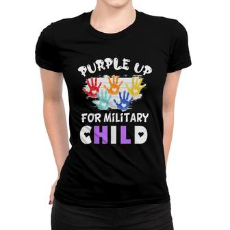 Purple Up For Military Kids Month Of The Military Child Hand Women T-shirt - Seseable