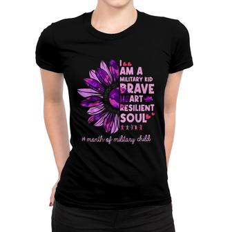 Purple Up For Military Kids Sunflower Military Child Month Women T-shirt - Seseable
