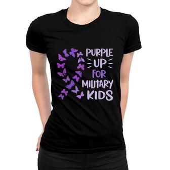 Purple Up Military Child Butterfly Military Brats Month Women T-shirt - Seseable