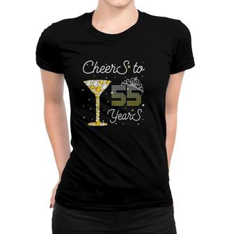 Queen Cheers To 55 Years Old Happy 55Th Birthday Woman Mom Women T-shirt - Seseable