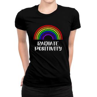 Radiate Positivity Rainbow Hearts Love Mental Health Matters Women T-shirt - Seseable
