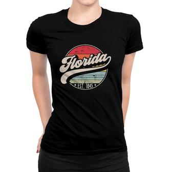 Retro Florida Home State Fl Cool 70S Style Sunset Women T-shirt - Seseable