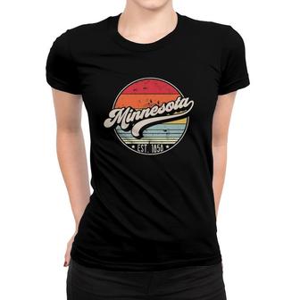 Retro Minnesota Home State Mn Cool 70S Style Sunset Women T-shirt - Seseable