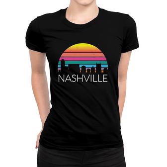 Retro Nashville Tennessee Vintage Skyline Country Music Home Women T-shirt | Mazezy