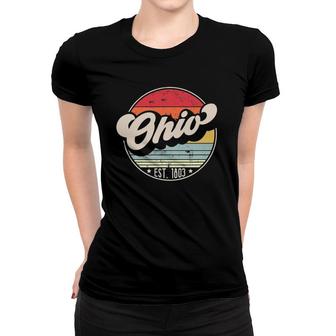 Retro Ohio Home State Oh Cool 70S Style Sunset Gift Women T-shirt - Seseable