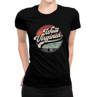 Retro West Virginia Home State Wv Cool 70S Style Sunset Women T-shirt - Seseable