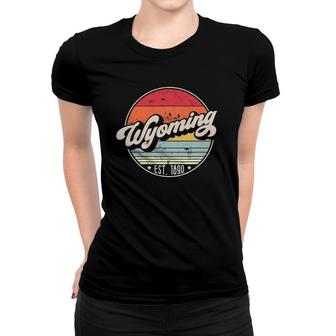 Retro Wyoming Home State Wy Cool 70S Style Sunset Women T-shirt - Seseable