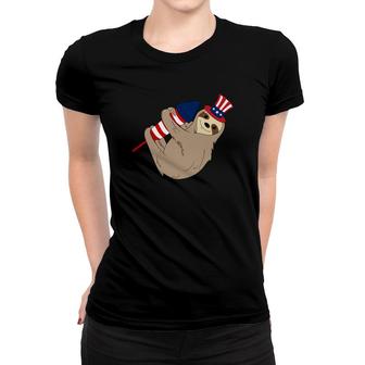 Rocket Firecracker Sloth American Flag 4Th July Women T-shirt - Monsterry AU