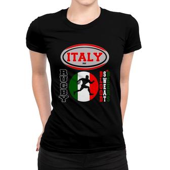Rugby Italy Design Italian Flag Rugby Ball Funny Women T-shirt - Seseable