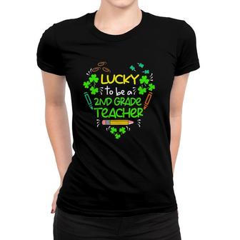 Shamrock Lucky To Be A 2Nd Grade Teacher St Patricks Day Women T-shirt - Seseable