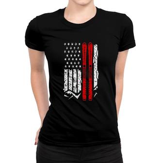 Ski Us American Flag Skiing Women T-shirt - Seseable