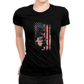 Staffordshire Bull Terrier America Flags Women T-shirt | Mazezy