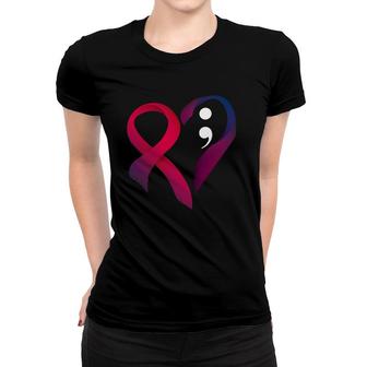 Suicide Prevention Heart Semicolon Mental Health Awareness Women T-shirt - Seseable