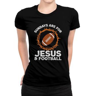 Sundays Are For Jesus Football Bible Verse Graphic Christian Women T-shirt - Seseable