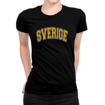 Sverige Varsity Style Yellow Text Women T-shirt | Mazezy