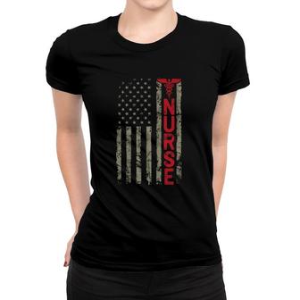 Thin Red Line Usa Us American Flag Pride Rn Lvn Can Nurse Women T-shirt - Seseable