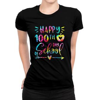 Tie Dye Happy 100Th Day Of School Teacher Student 100 Days Women T-shirt - Seseable