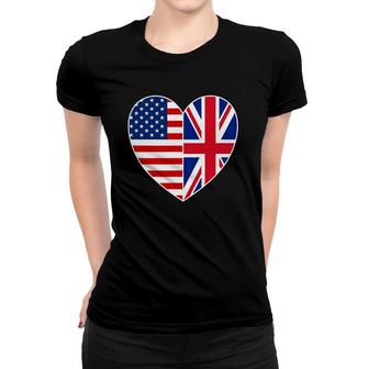 Usa Uk Flag Heart Tee Patriotic Fourth Of July Women T-shirt - Seseable