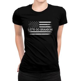 Vintage American Flag Funny Lets Go Branson Brandon Usa Women T-shirt | Mazezy