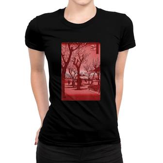 Vintage Famous Japanese Woodblock Art Plum Garden Stylish Women T-shirt - Seseable