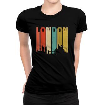 Vintage London Souvenir - Retro Stripes London Skyline Women T-shirt - Seseable