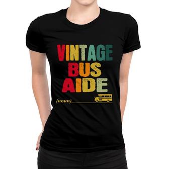 Vintage School Bus Aide Funny Job Title Birthday Worker Women T-shirt - Seseable