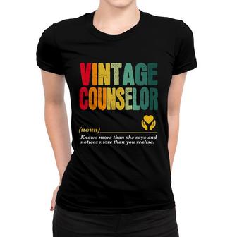 Vintage School Counselor Funny Job Title Birthday Worker Women T-shirt - Seseable